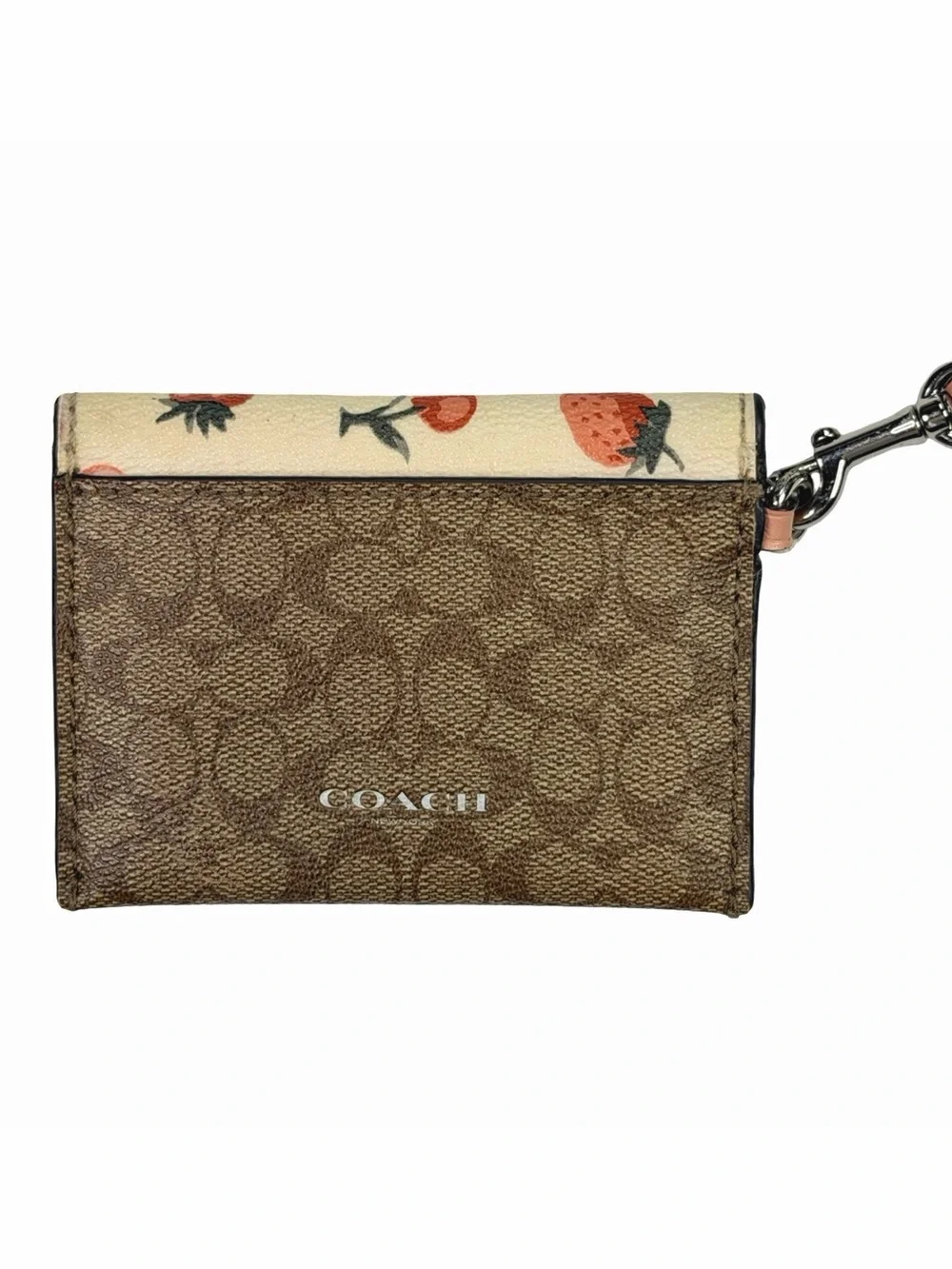 COACH F59176 Card Pouch In Signature Canvas With Fruit Print - 4” x 3”